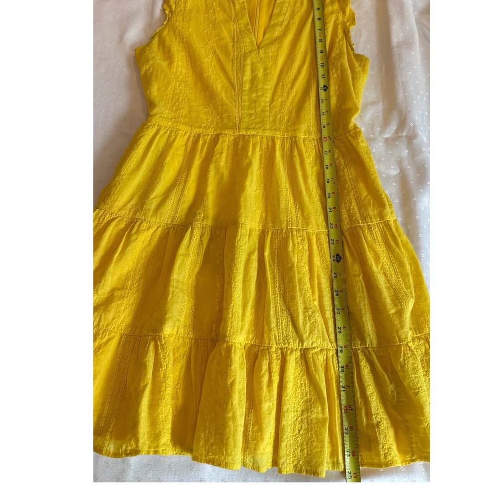 Laundry by Shelli Segal Yellow Eyelet Tiered Ruffle Mini Dress Size 8 - Picture 6 of 6